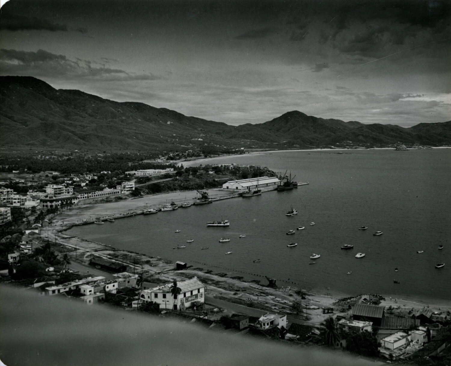 Aerial View of Coastal Harbor Town, General Wainwright Photo Album, 1949