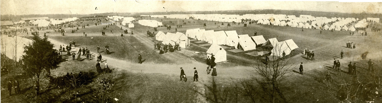 Panoramic View of Camp Grayling Encampment with Civilian Visitors, Michigan, 1915