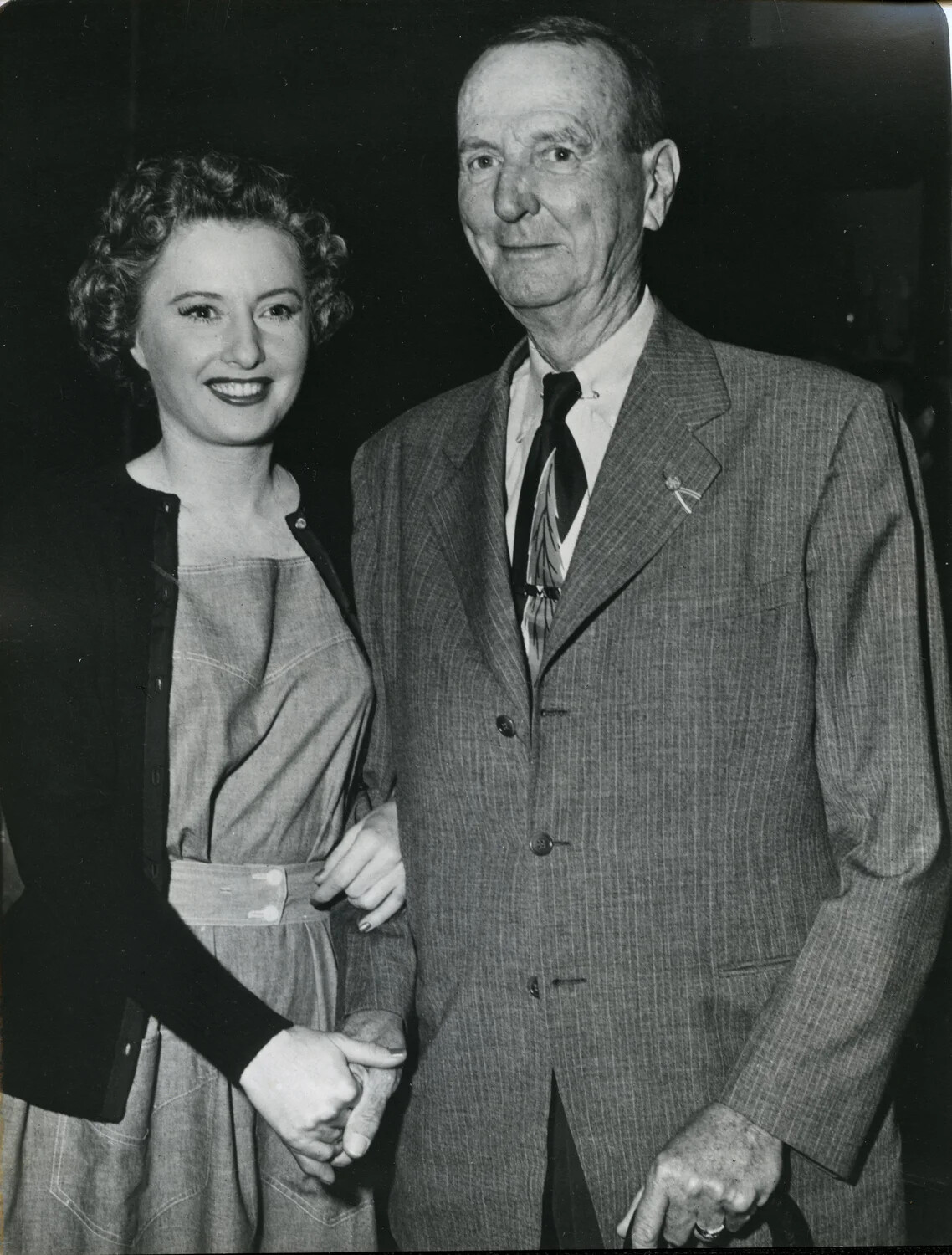 General Jonathan Wainwright with Unidentified Woman at Social Function, 1949