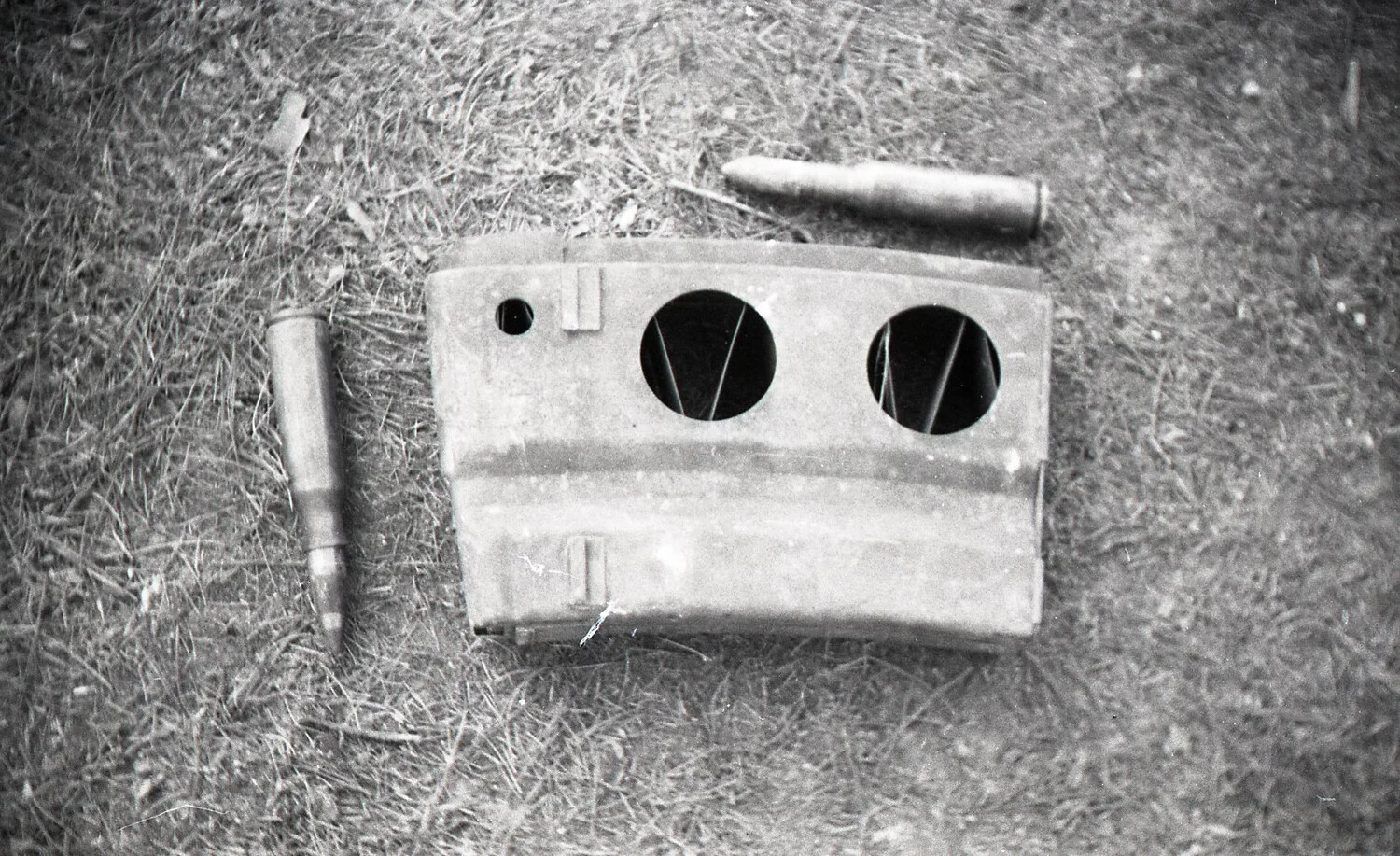 Captured Ammunition Box Magazine and Cartridges, Documentary Photograph, Luzon, Philippines, WWII