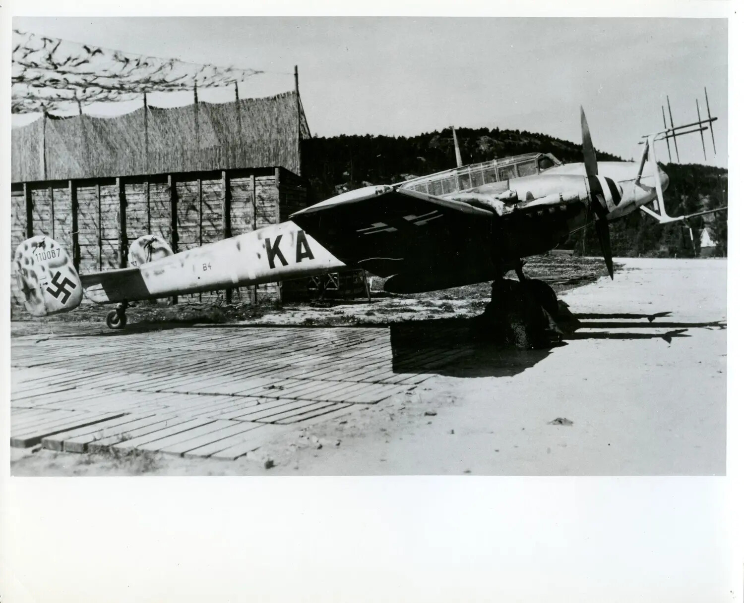 Captured German Luftwaffe Trainer Aircraft (Arado Ar 96 Type) at Forward Airfield