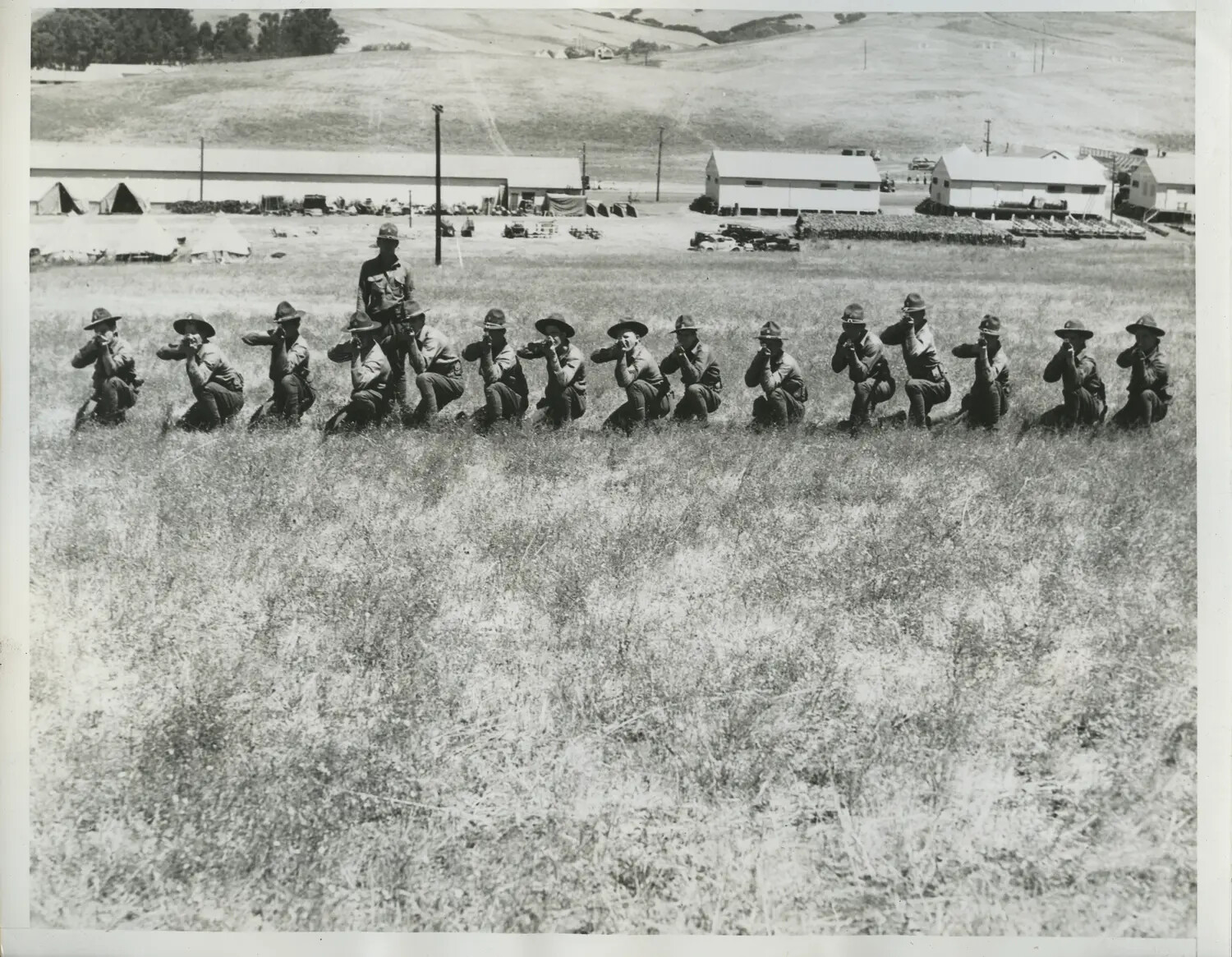 F Company, Pomona California National Guard, Training Under Sergt. M.E. Nichols, Camp Merriam, Fourth Army Maneuvers, August 1937