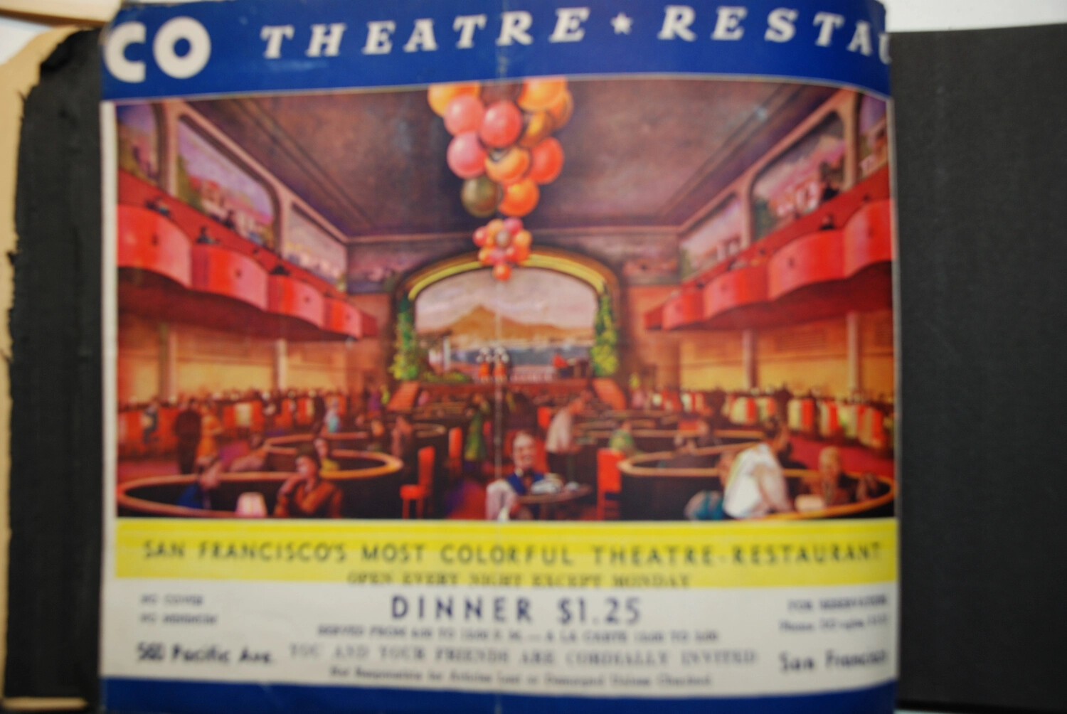 Souvenir Advertisement Postcard, San Francisco Theatre-Restaurant, WWII-Era Photo Album (Cushman Collection)