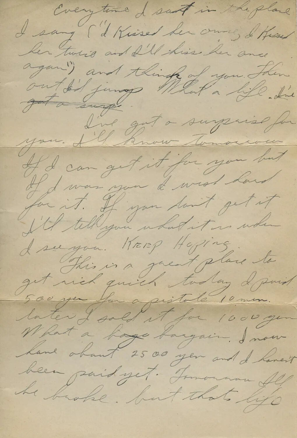 Handwritten Personal Letter, WWII/Postwar Era, 'Moon Sammiet' Collection (Page 261)