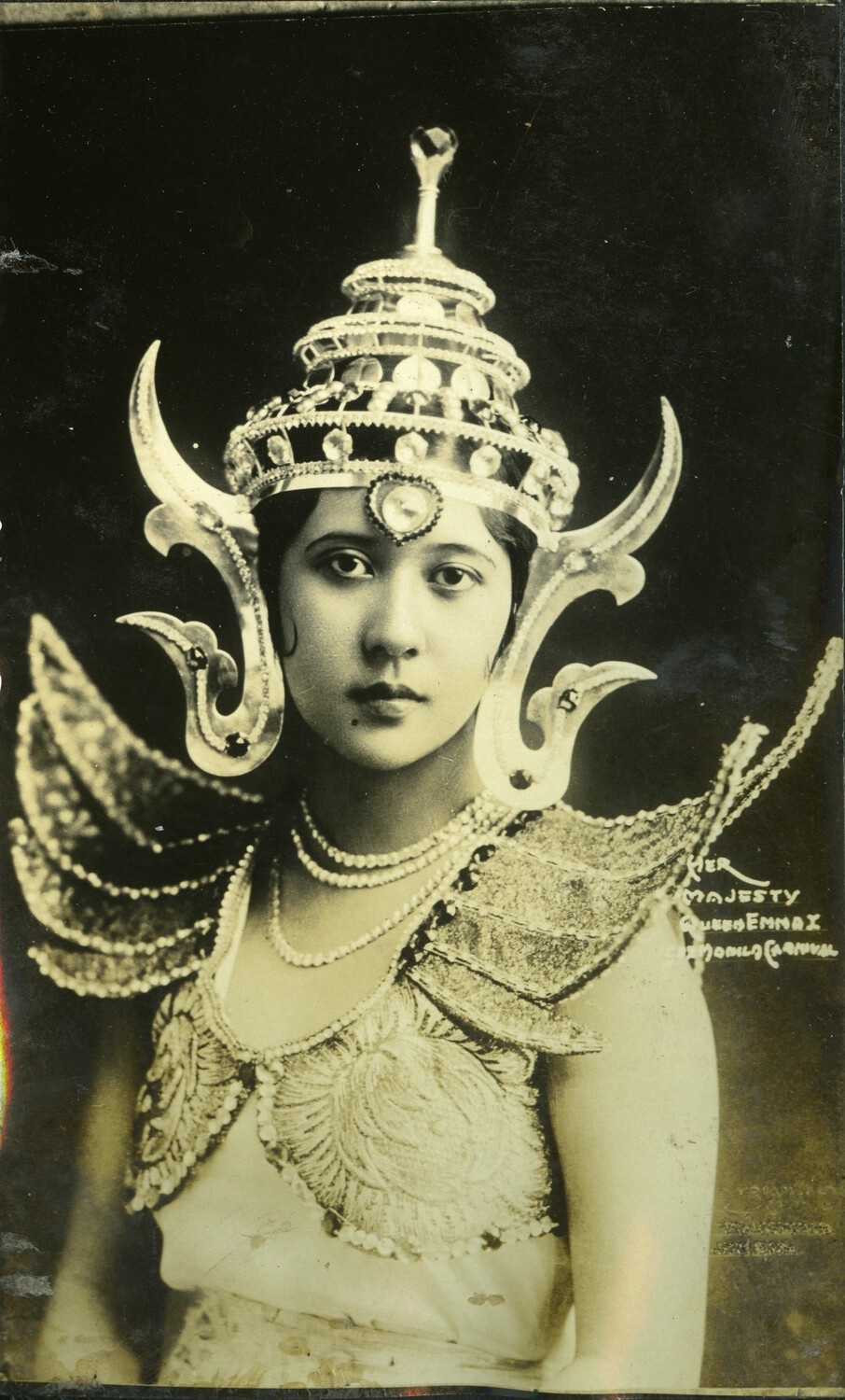 Studio Portrait of Queen Emma I in Manila Carnival Ceremonial Costume, Philippines, c. 1932