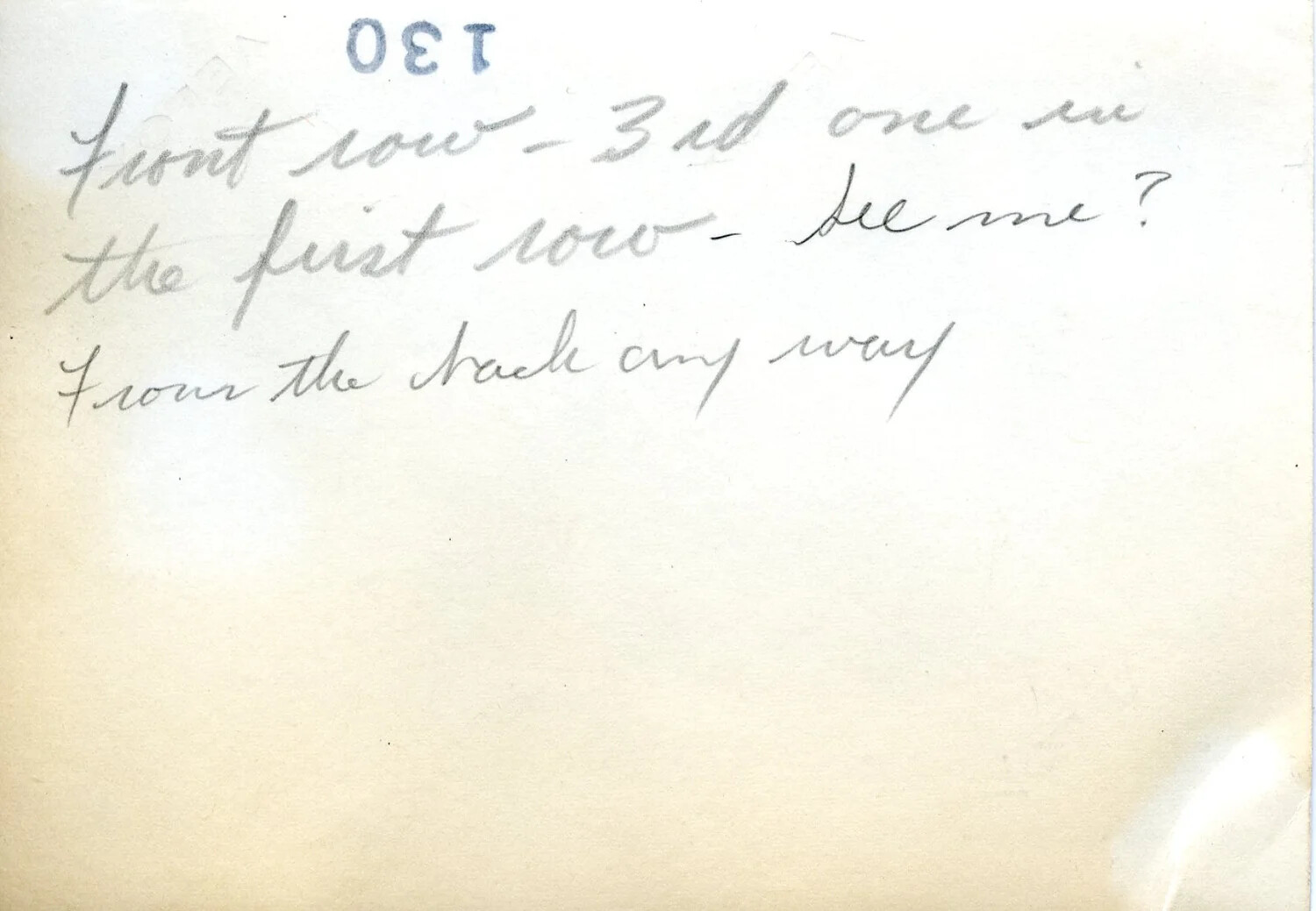 Verso of Photograph with Handwritten Self-Identification Note