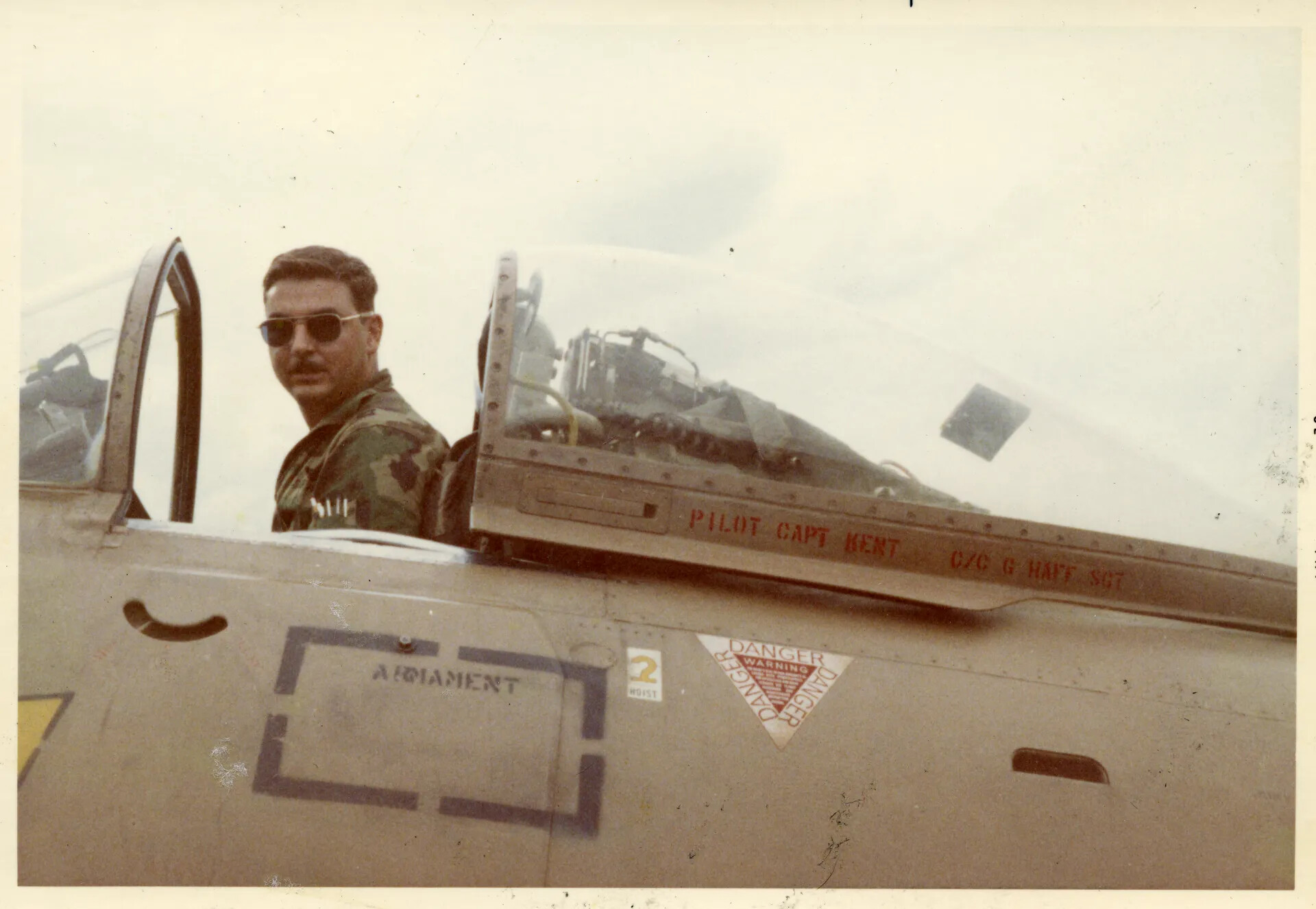 USAF A-1 Skyraider Pilot in Cockpit at Nakhon Phanom (NKP), Vietnam War Era Color Photograph
