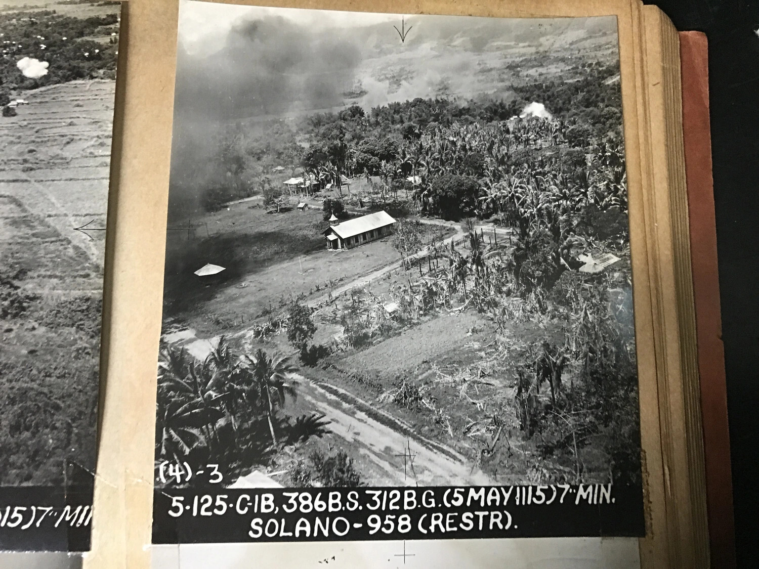 312th Bomb Group Strike Photograph — Solano, Nueva Vizcaya, Luzon, 5 May 1945