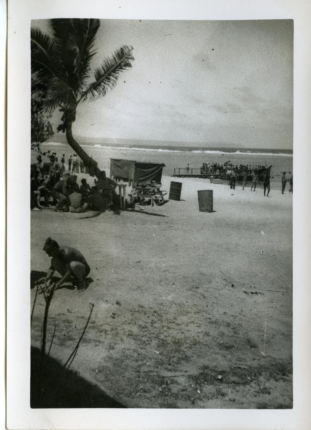 Servicemen Relaxing on Beach Near Agana, Guam - VR-6 Squadron Album