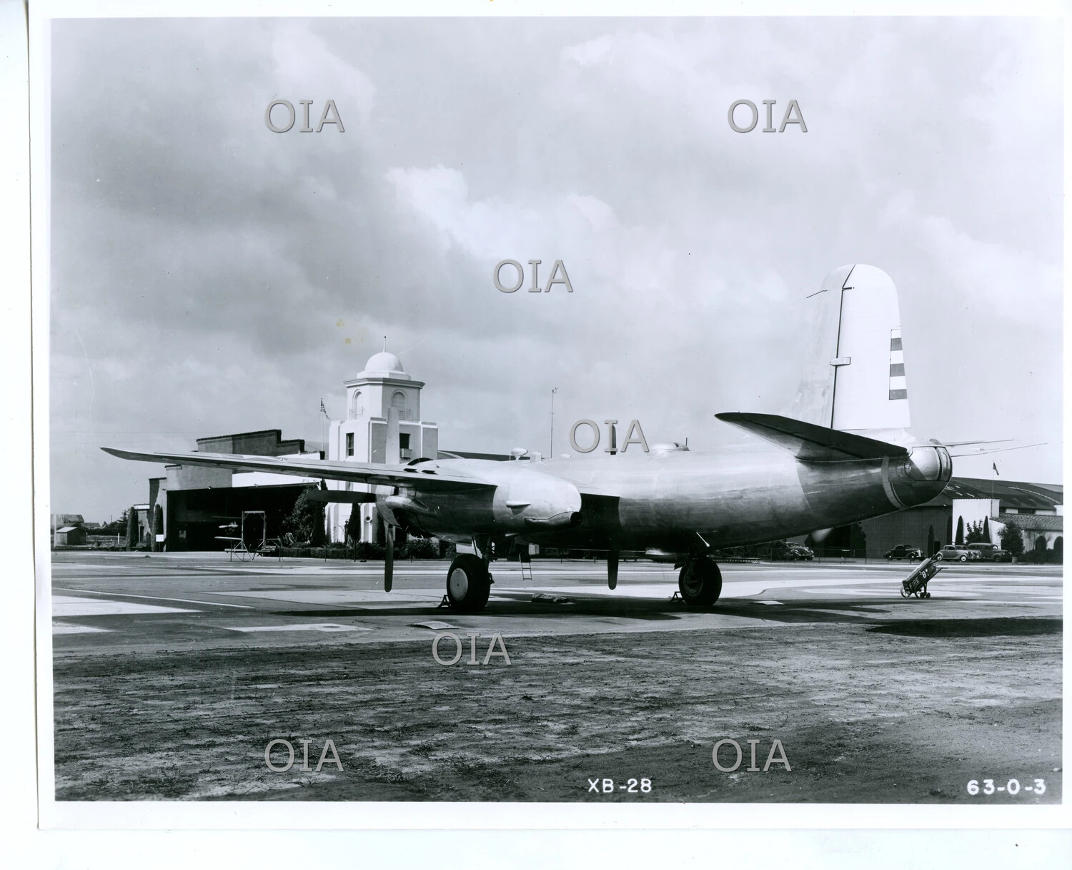 North American XB-28 Dragon Prototype Bomber, Side View, Factory Airfield