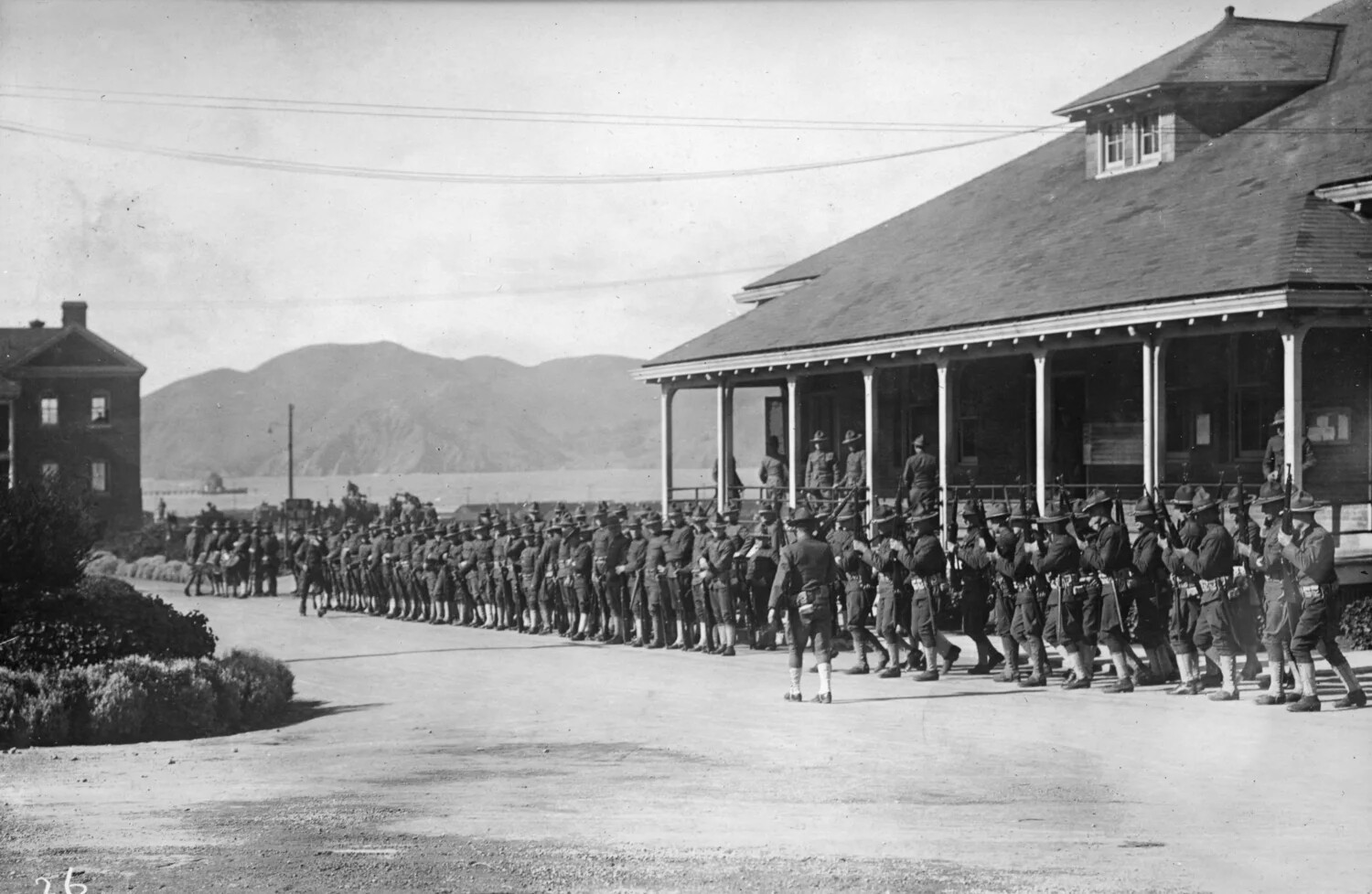Company H Guard Mount Formation, Presidio of San Francisco (Photo Album Print, No. 26)