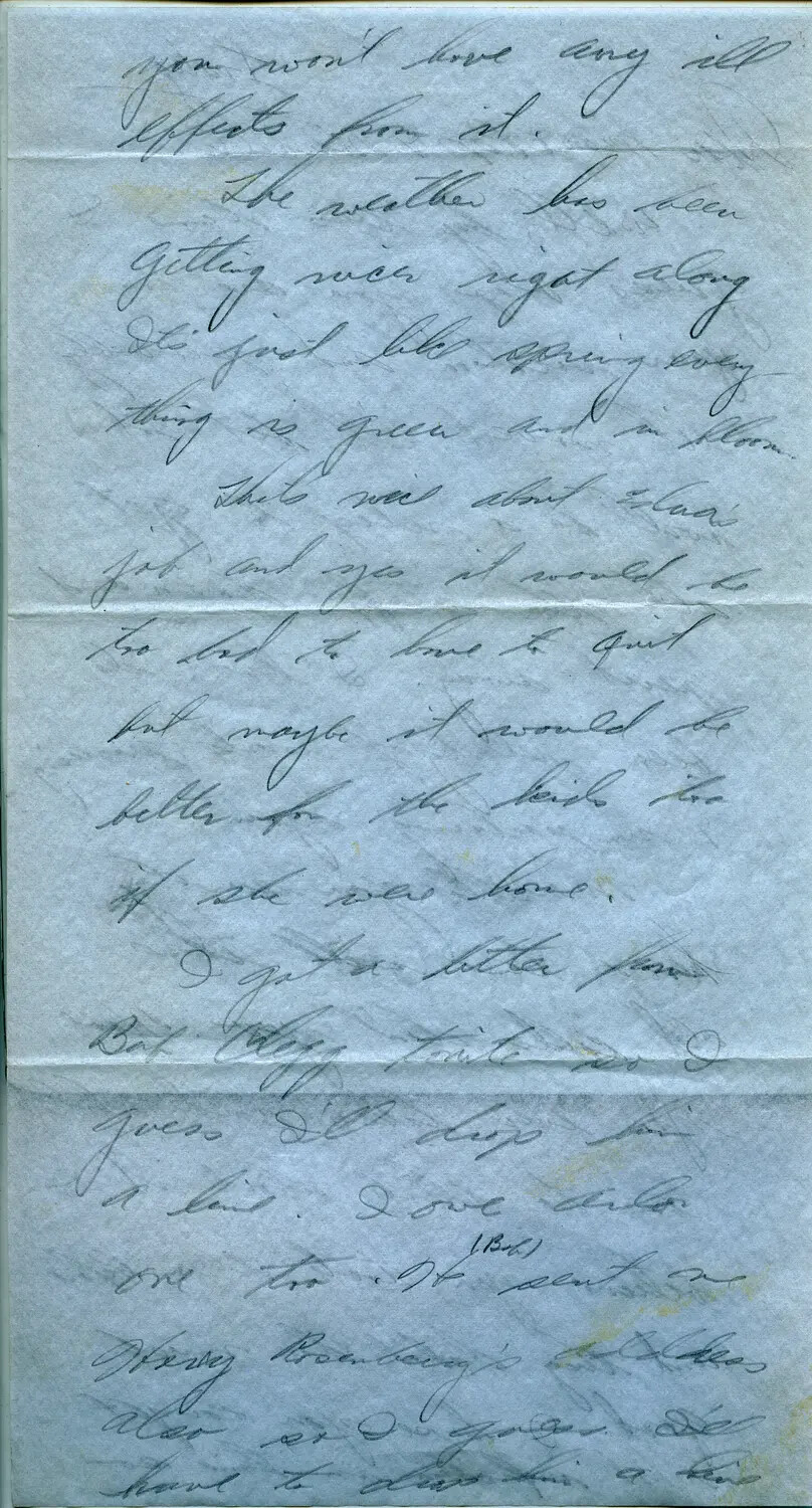 Handwritten Personal Letter Page, WWII-Era Correspondence (Margaroli Collection)