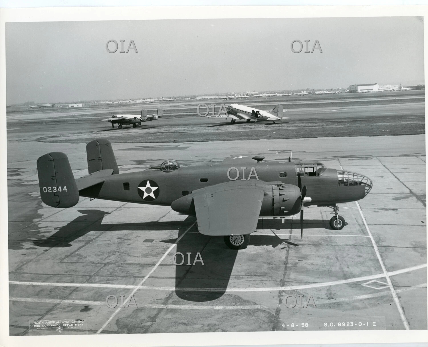 North American B-25 Mitchell Medium Bomber on Airfield Ramp, Tail No. 02344