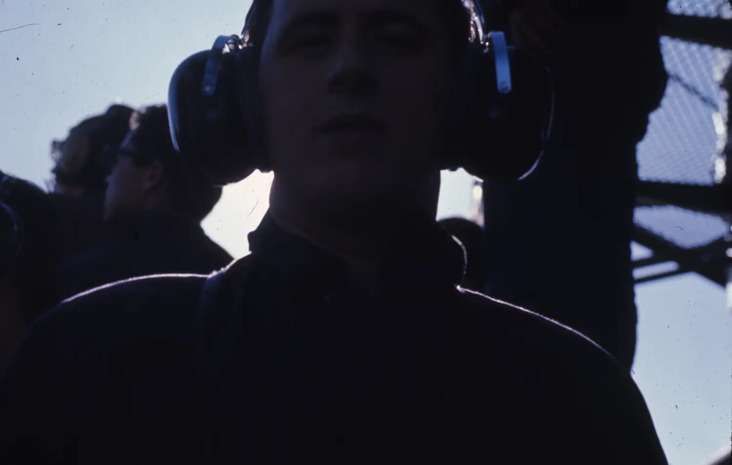 Crewman Wearing Sound-Powered Headset Aboard USS Ticonderoga, Vietnam War Era