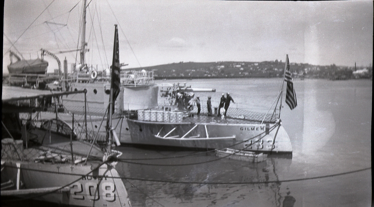 US Navy Motor Launch 'GILMER' Moored in a Chinese Harbor, 1936