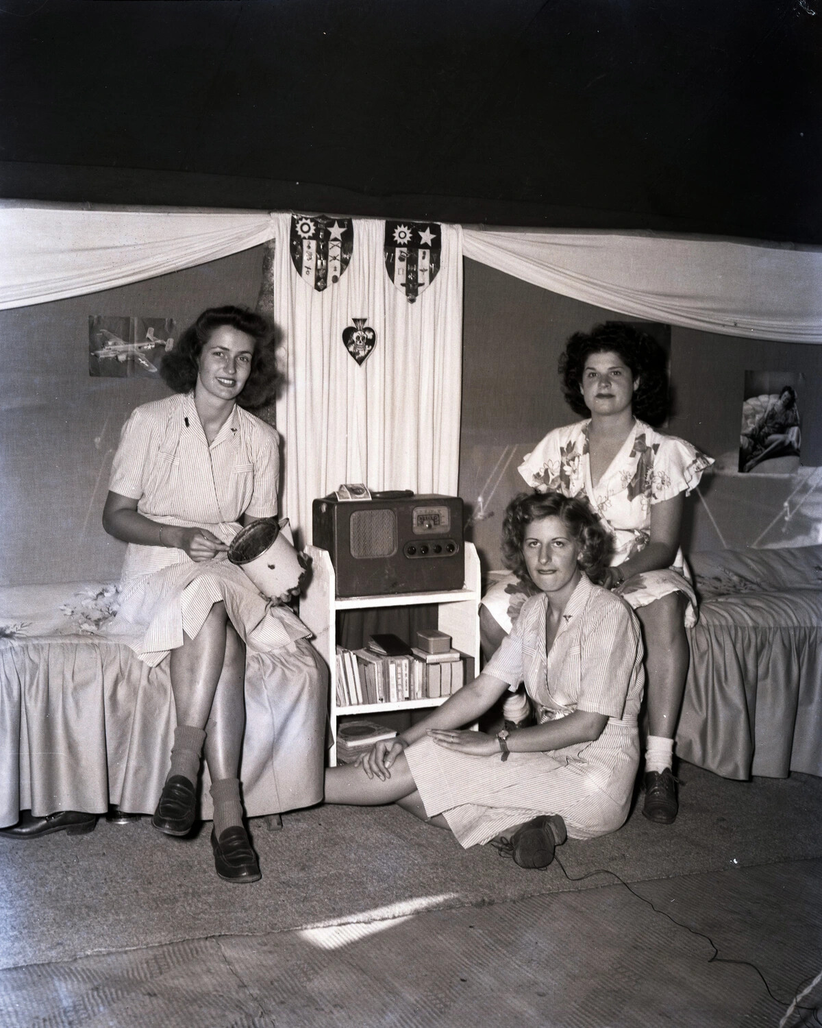 Women Visitors in Tent Quarters, Myitkyina, Burma, WWII
