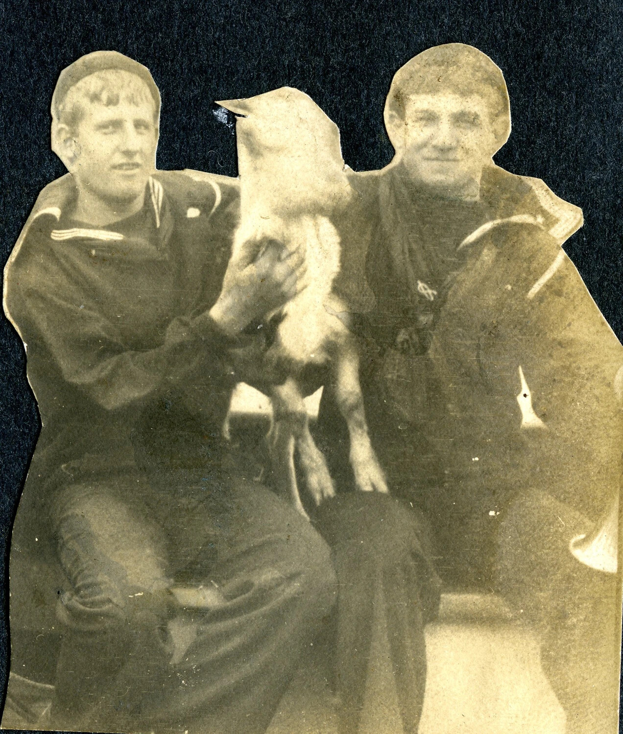 Two Sailors with Ship's Mascot Goat, USS Columbia Album