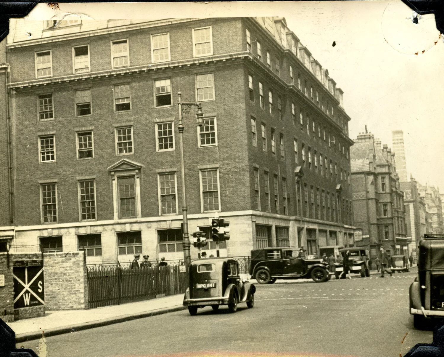 London Street Scene with Civil Defense Water Supply Sign, WWII-Era Photo Album (Jervey Signal Corps Collection)