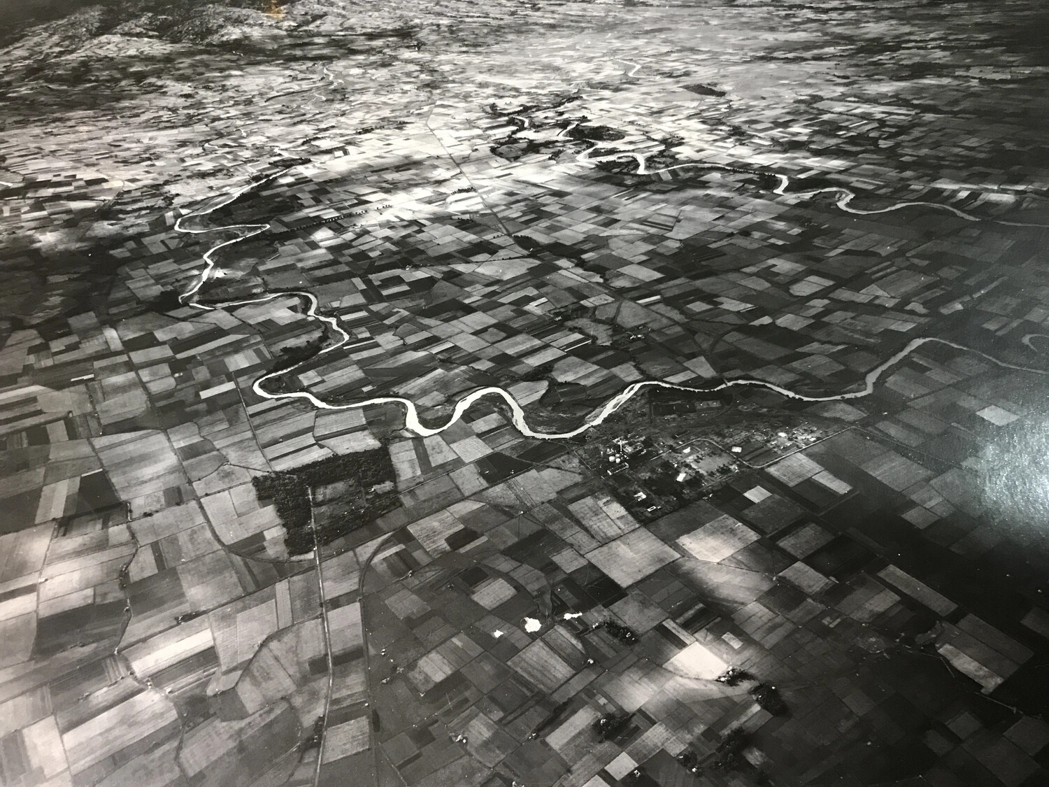 Aerial Reconnaissance Photograph of Agricultural River Valley, 312th Bomb Group Collection, WWII Pacific Theater