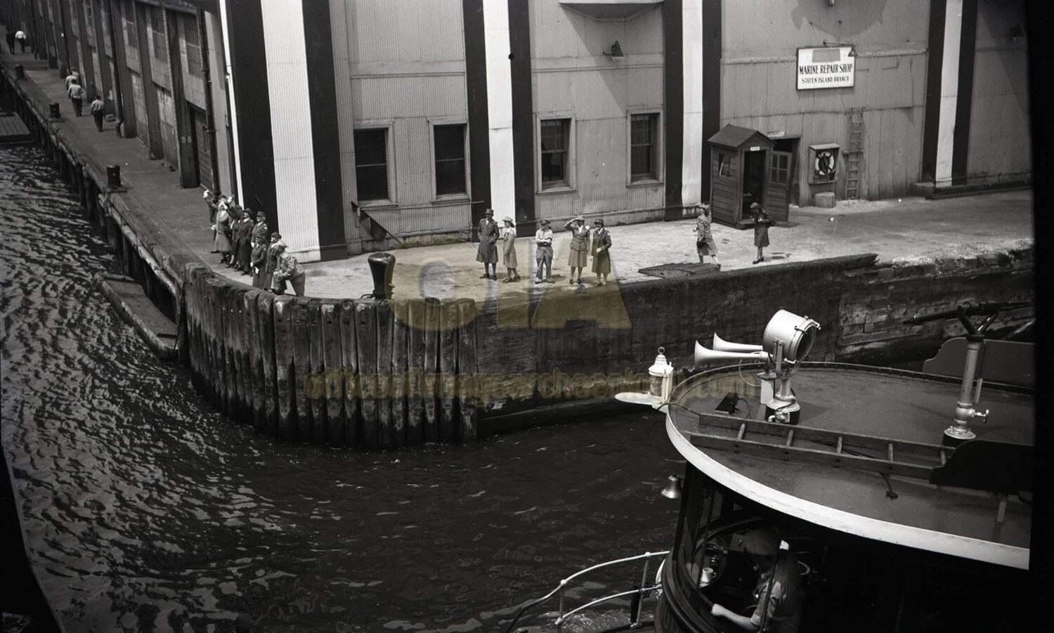 Farewell Scene at Pier, Staten Island Marine Repair Shop, New York Harbor