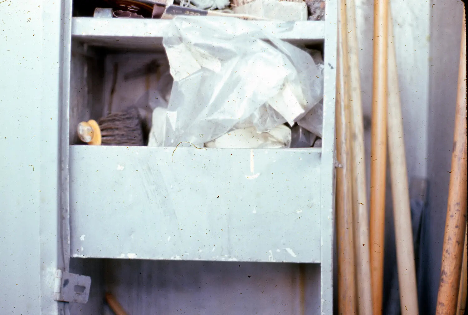 Shipboard Storage Locker with Cleaning Supplies, USS Ticonderoga, Vietnam War Era