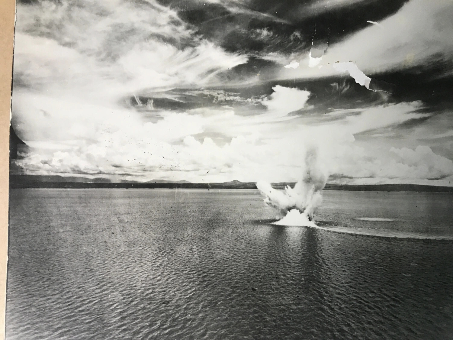 Aerial View of a Bomb Detonation in Coastal Waters - 312th Bomb Group Combat Mission, Southwest Pacific, WWII
