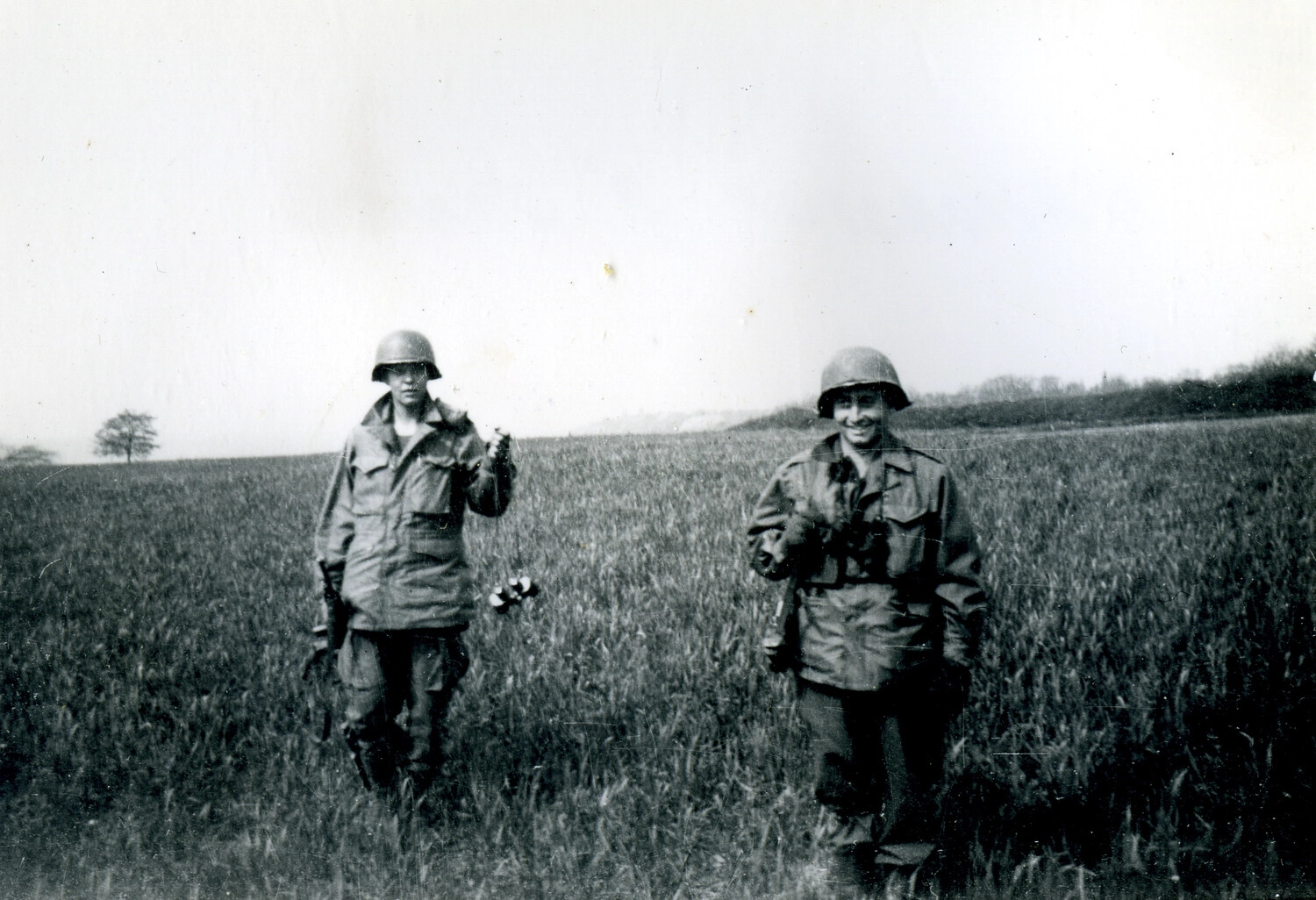 Two 101st Airborne Paratroopers in a Field, European Theater, WWII