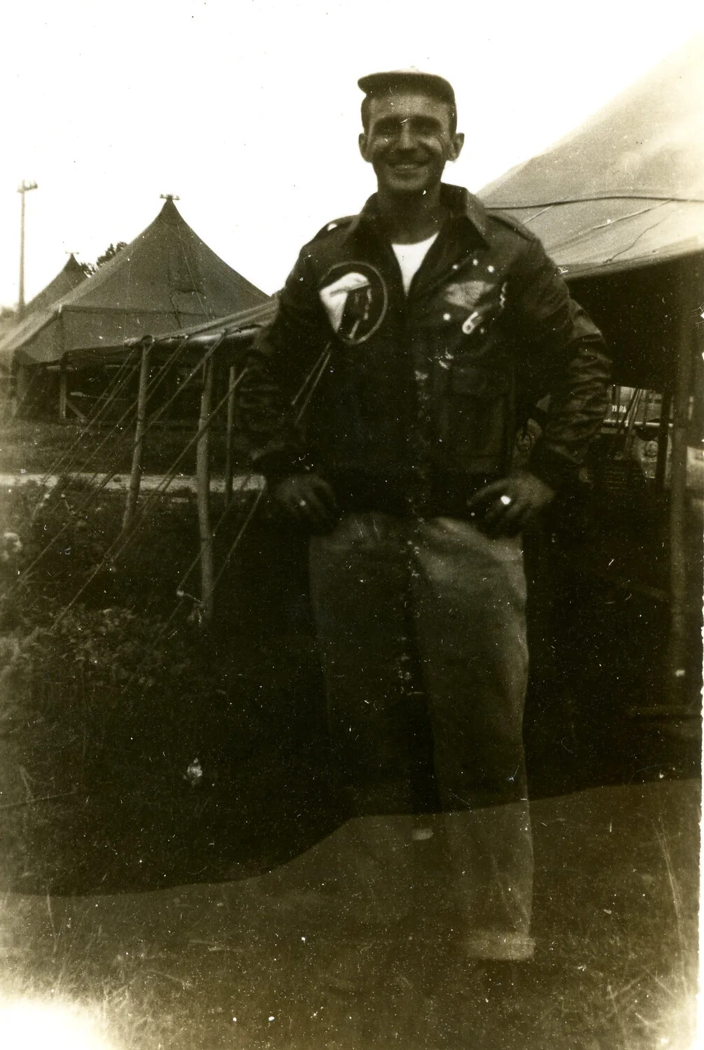 345th Bombardment Group Airman at Ie Shima, Pacific Theater, 1945