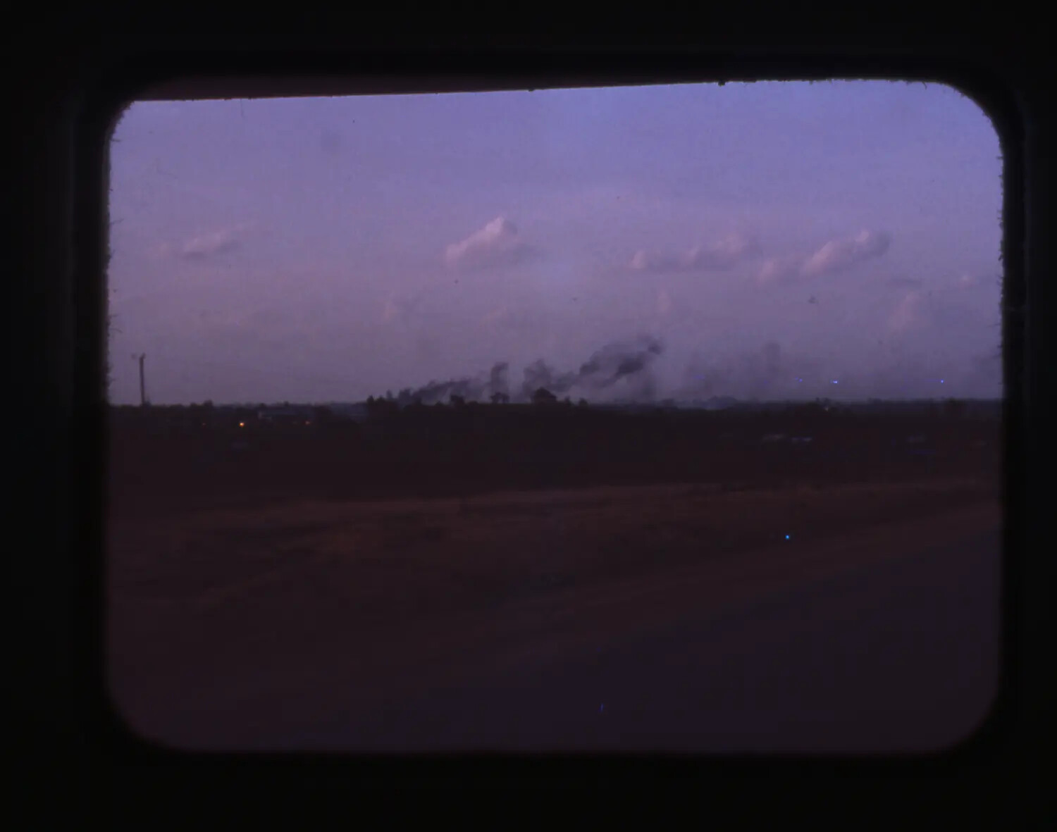 Dusk Scene with Distant Smoke Columns, Vietnam War Era Slide