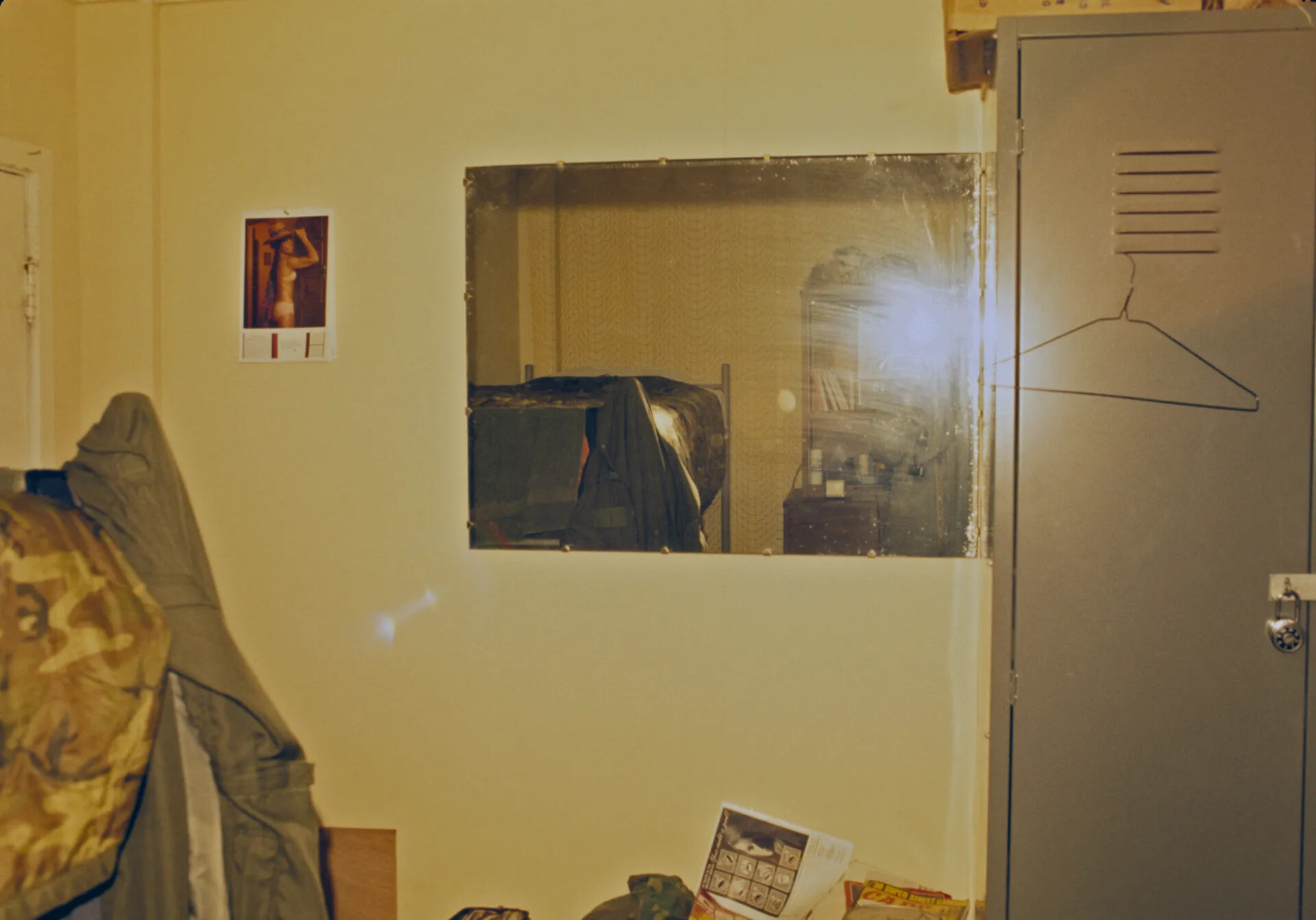 Barracks Room Interior with Wall Locker, Mirror, and Personal Effects, Vietnam War Era