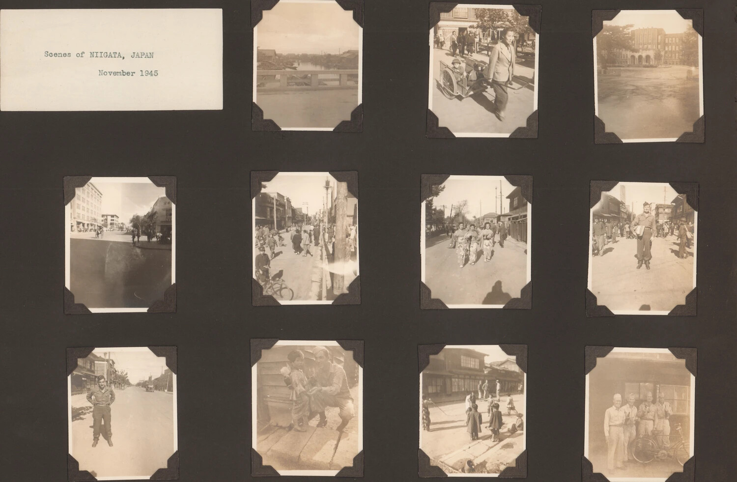 Album Page: 'Scenes of Niigata, Japan, November 1945' — Early Occupation-Era Snapshots