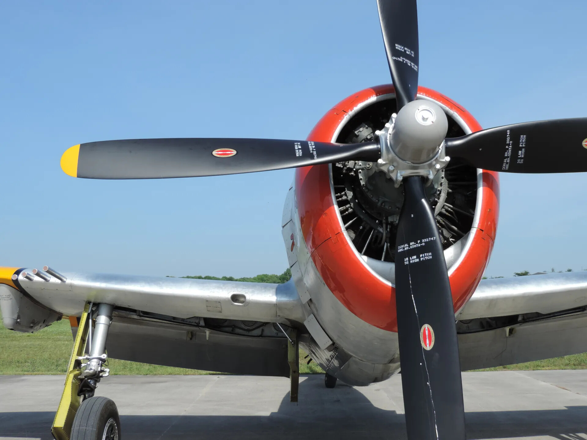 Close-Up of Radial Engine, Propeller, and Wing Armament, Vintage Military Aircraft, Tennessee Air Museum Event, June 2014