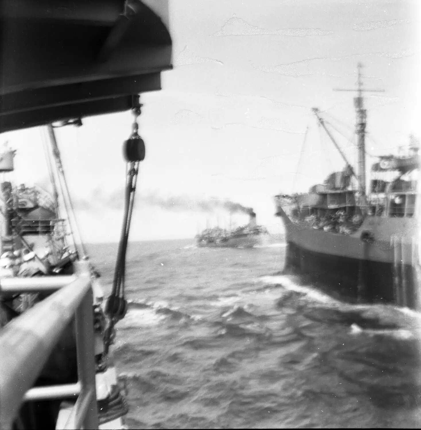 Shipboard View of Vessels at Sea Near Sasebo, Japan