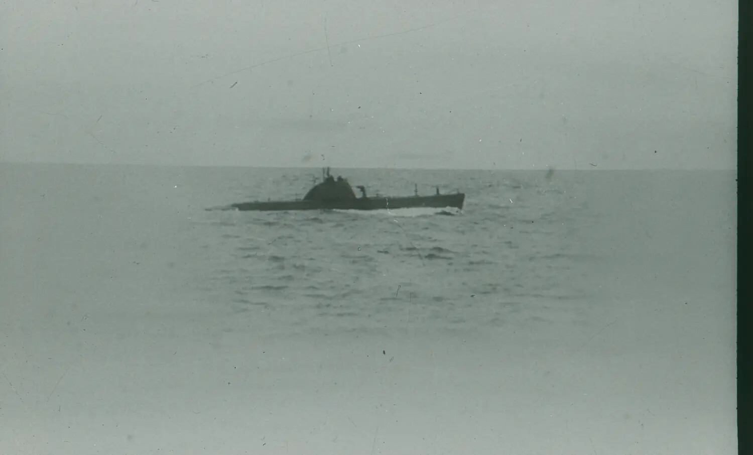 Distant View of Submarine Running on the Surface, WWII-Era 35mm Negative