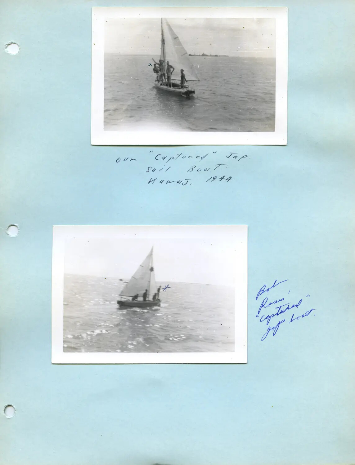 Servicemen Aboard a 'Captured' Japanese Sailboat, Hawaii, 1944 (McAleer Album)