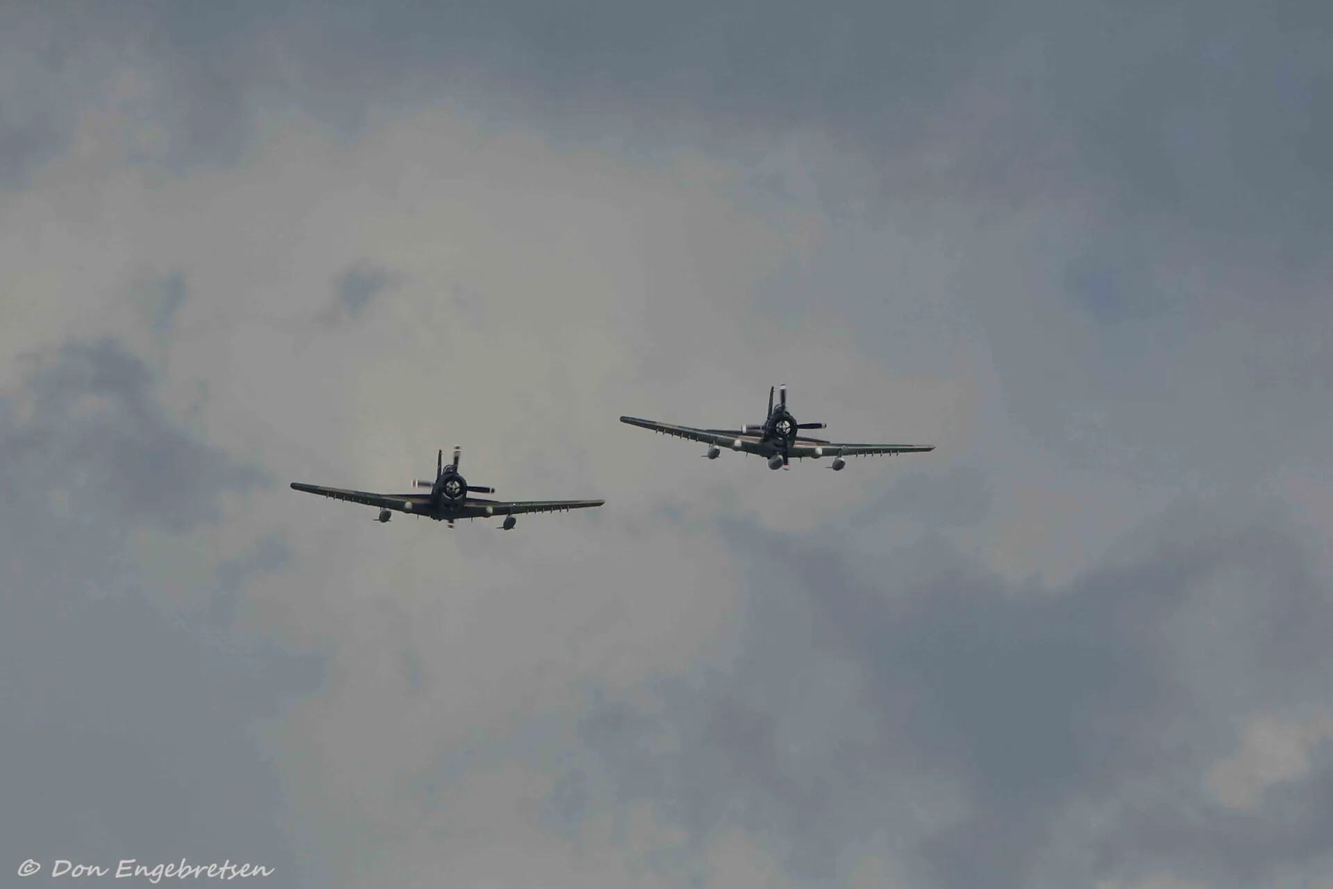 Formation Flight of Two A-1 Skyraiders, Airshow, May 2019