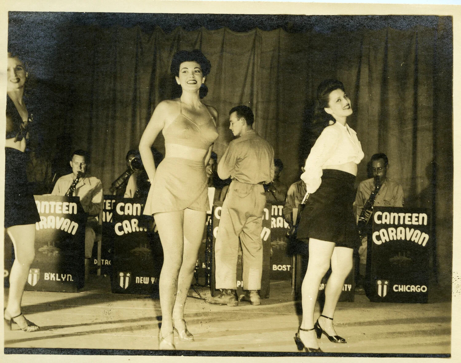 USO 'Canteen Caravan' Show Performing for Troops at Myitkyina, Burma, WWII