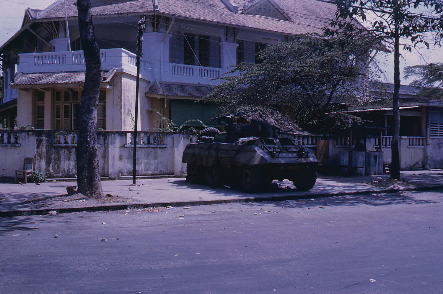 V-100 Commando Armored Car on Urban Street During Tet Offensive, Vietnam, 1968