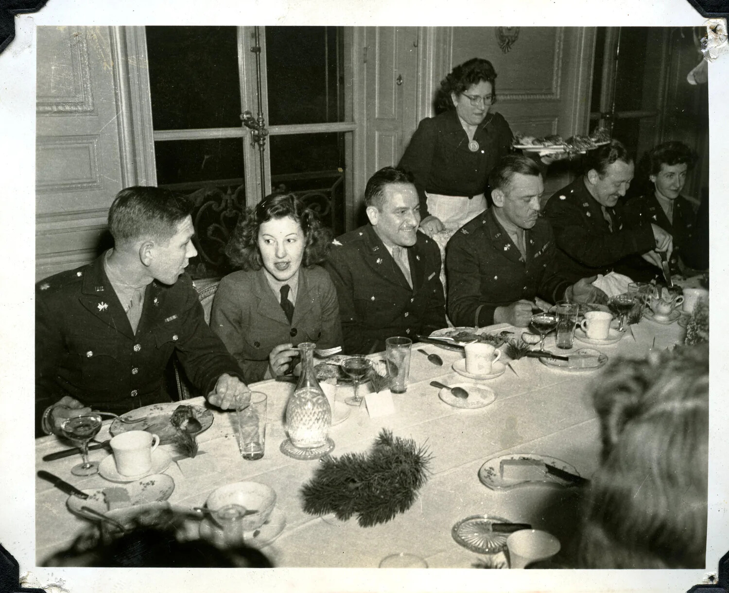 U.S. Army Officers and Guests at Formal Holiday Dinner, Signal Corps Photo Album, WWII European Theater