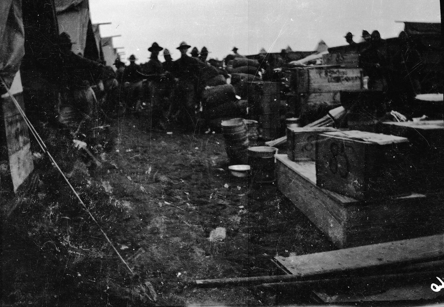 American Soldiers at Camp Supply Area, WWI-Era Negative, France or England