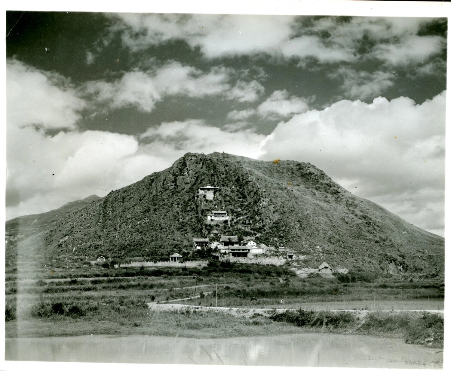 Hillside Temple Complex Overlooking Rice Paddies, China-Burma-India Theater