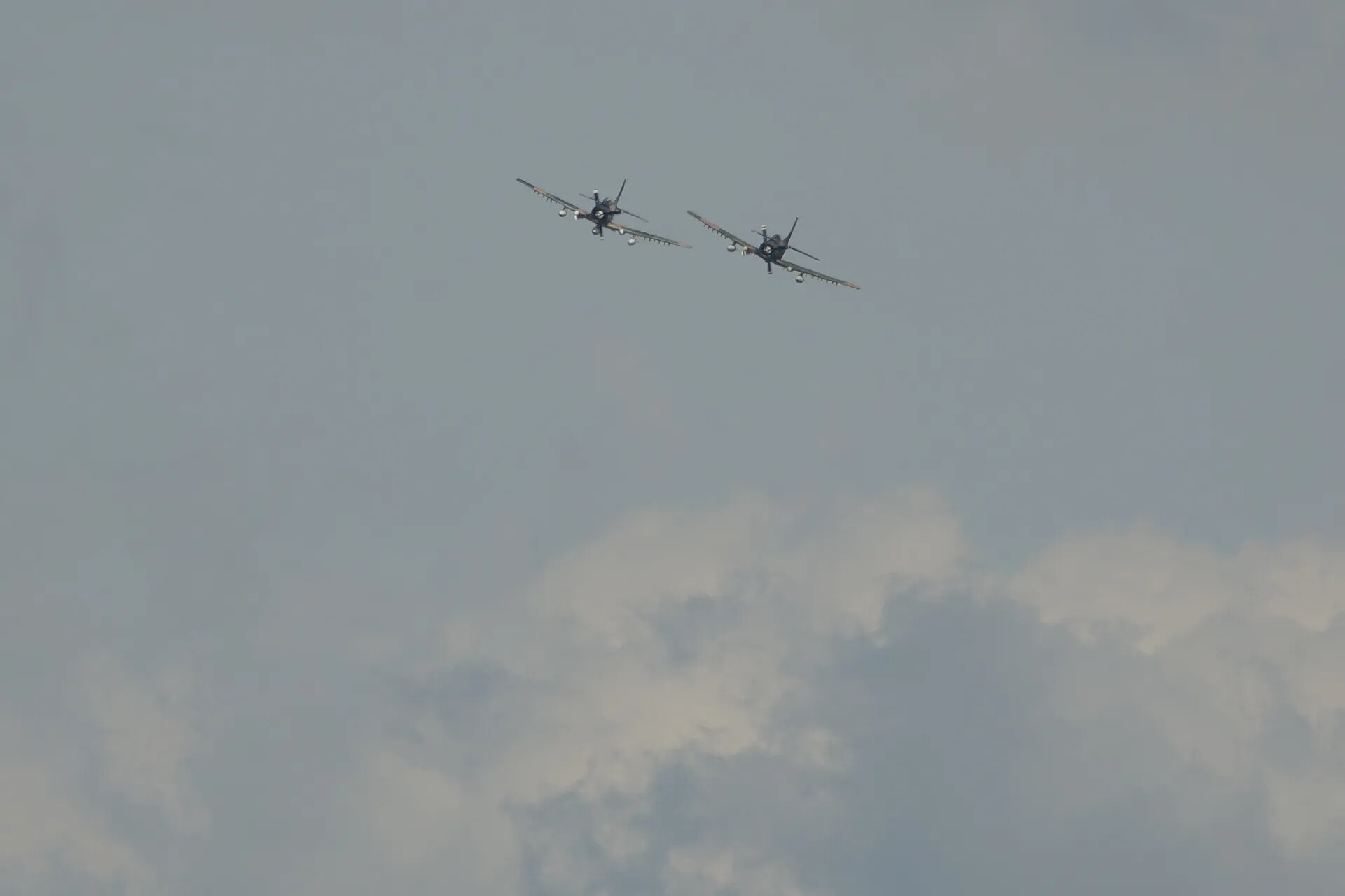 Two A-1 Skyraiders in Formation Flyover, May 2019 Reunion Event