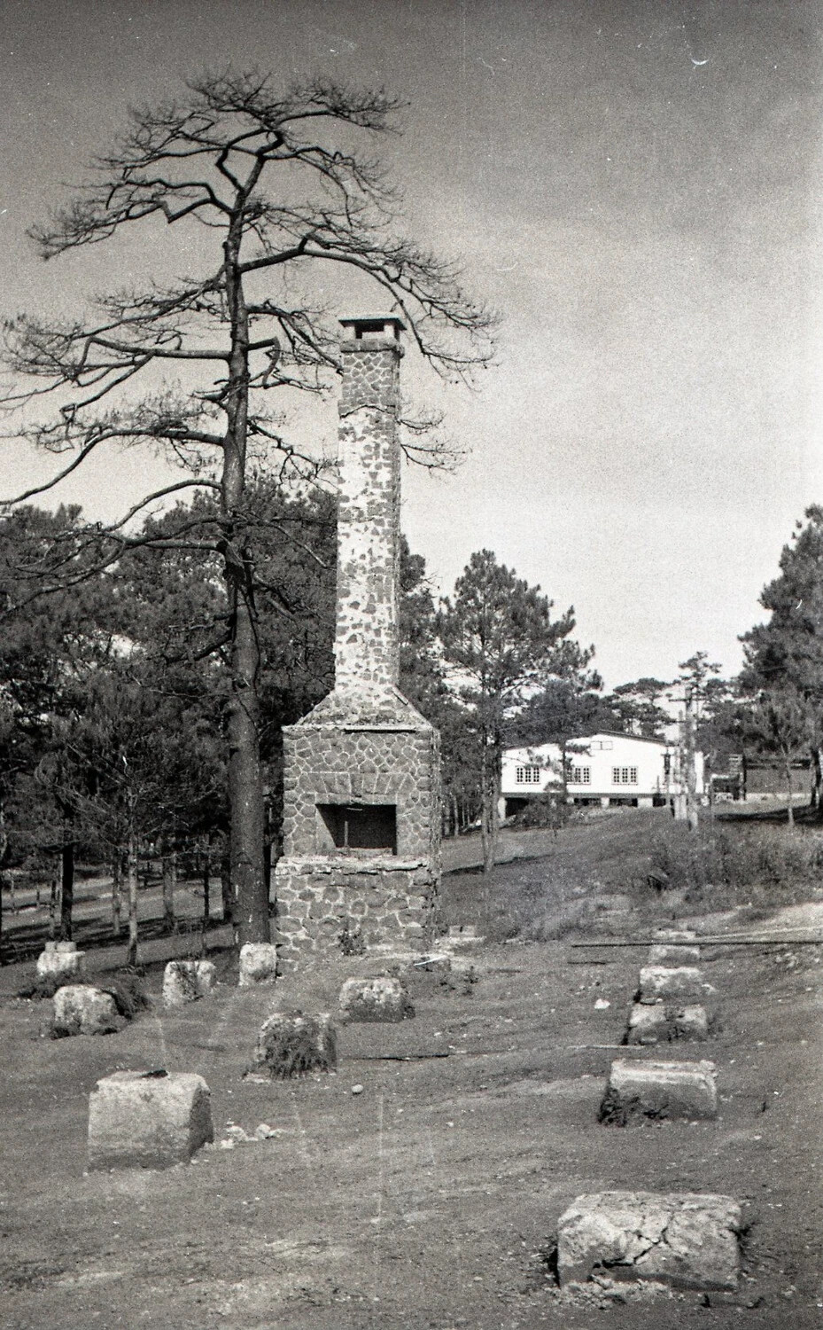 Ruined Stone Chimney and Foundation Blocks of a Destroyed Building, Camp John Hay, Baguio, Philippines