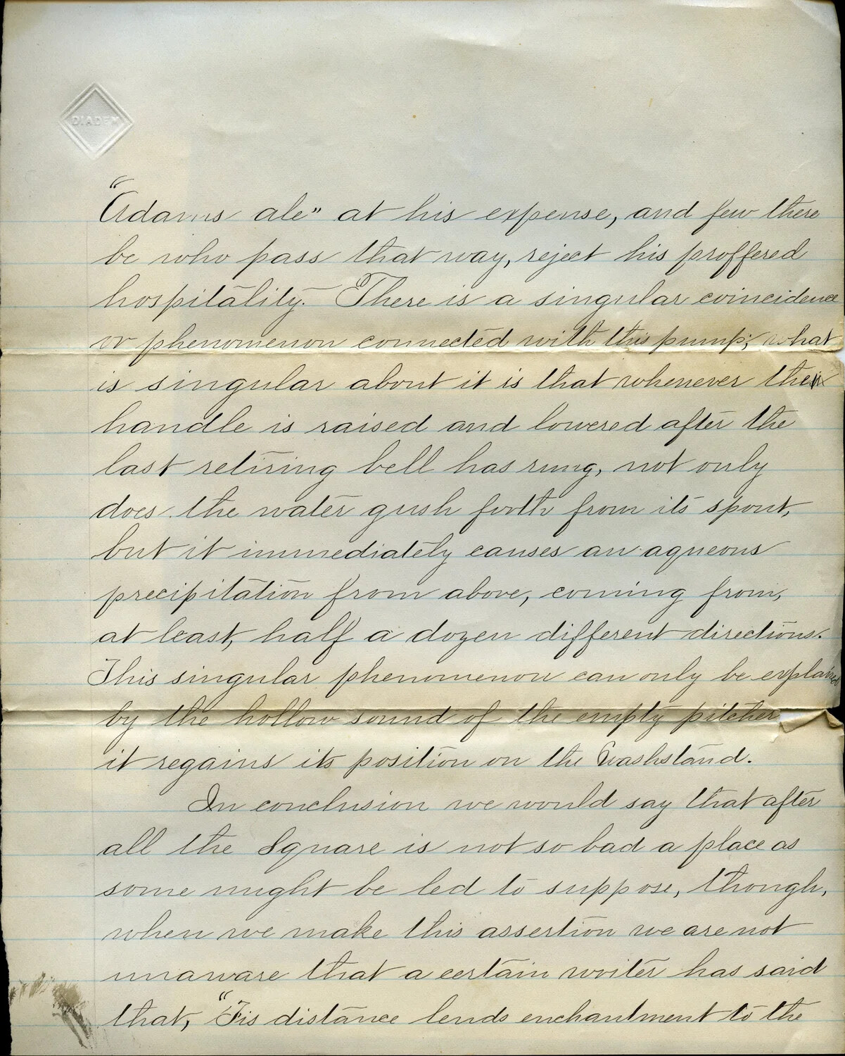 Handwritten Letter Page by J. A. Wagener, 'The Square,' Dated April 23, 1882