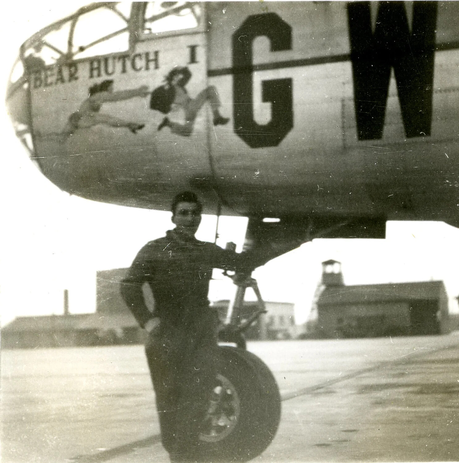 B-25 Mitchell Nose Art "Bear Hutch I" with Crewman