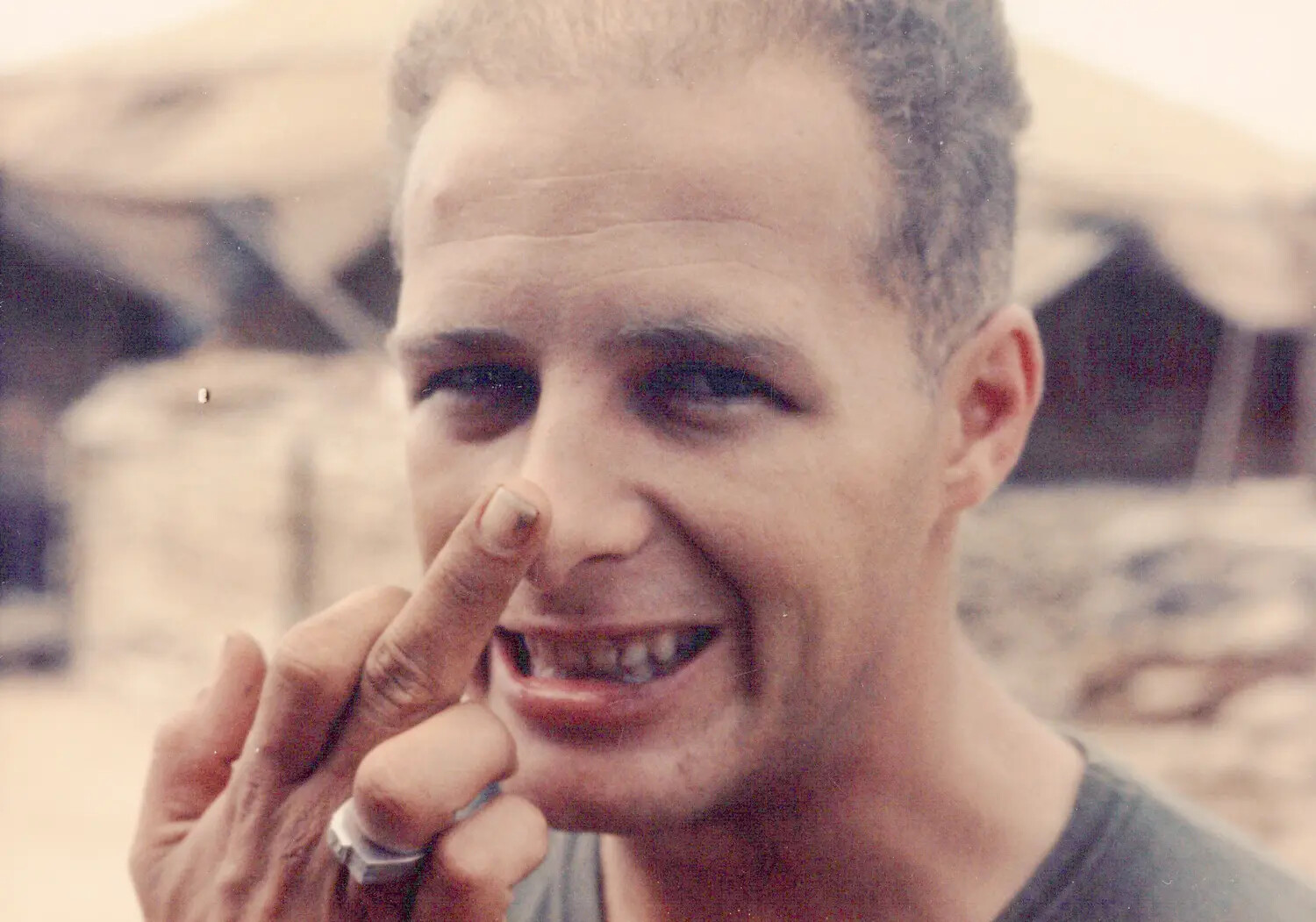 Informal Color Portrait of a US Serviceman, Cu Chi Base Camp, Vietnam, 1967