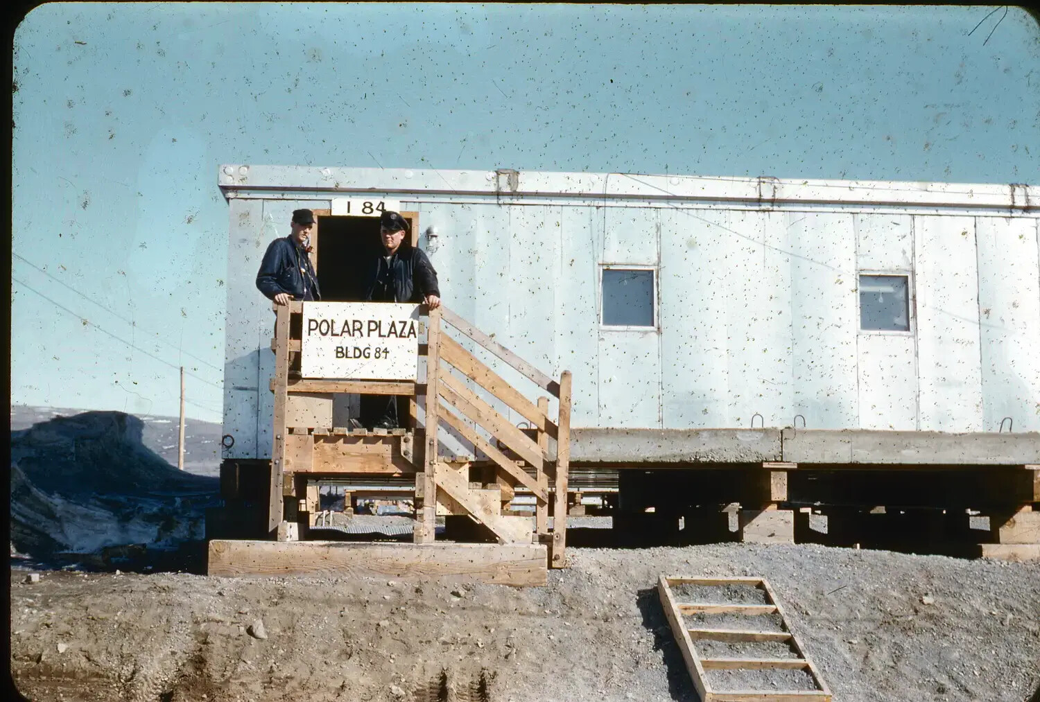 Airmen at 'Polar Plaza,' Building 84, Thule Air Base, Greenland, c. 1950-1955