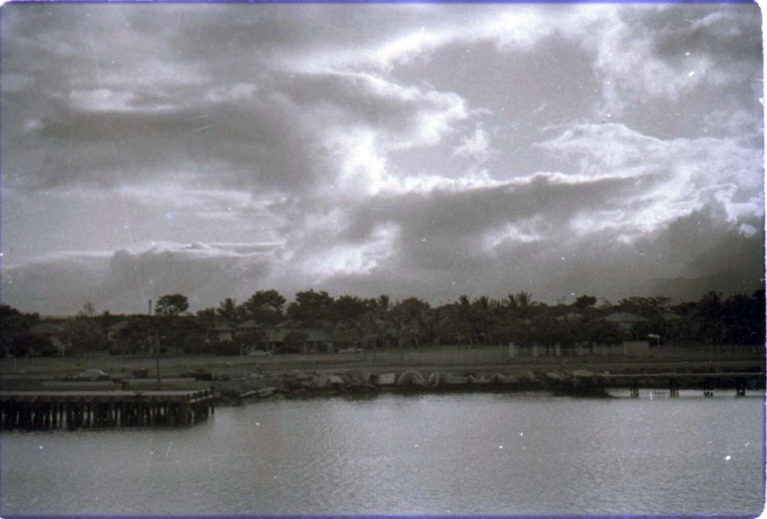 Storm Clouds over the Waterfront, Ford Island, Pearl Harbor, Hawaii, 1945