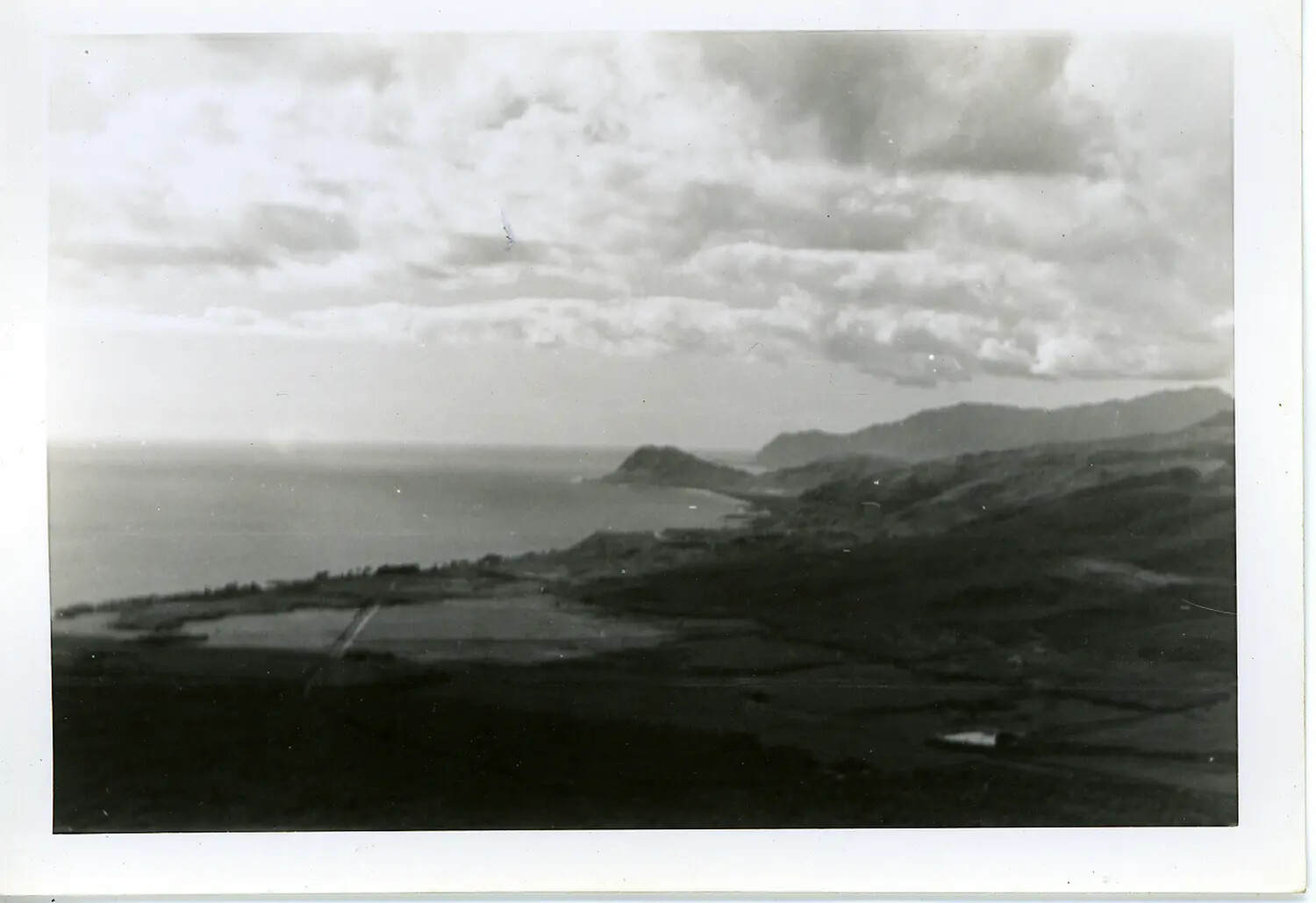 Elevated Coastal Landscape View with Cultivated Fields, Hawaii