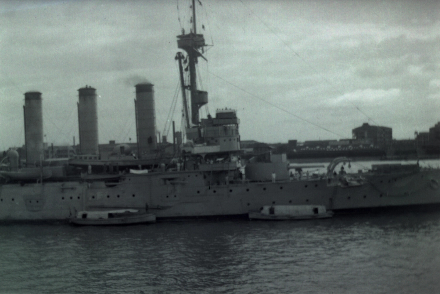Three-Funnel Cruiser at Anchor, Chinese Harbor (Companion View)
